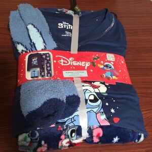 Disney Stitch Women's Sleepwear 3 Piece Pajama Set - Light Blue